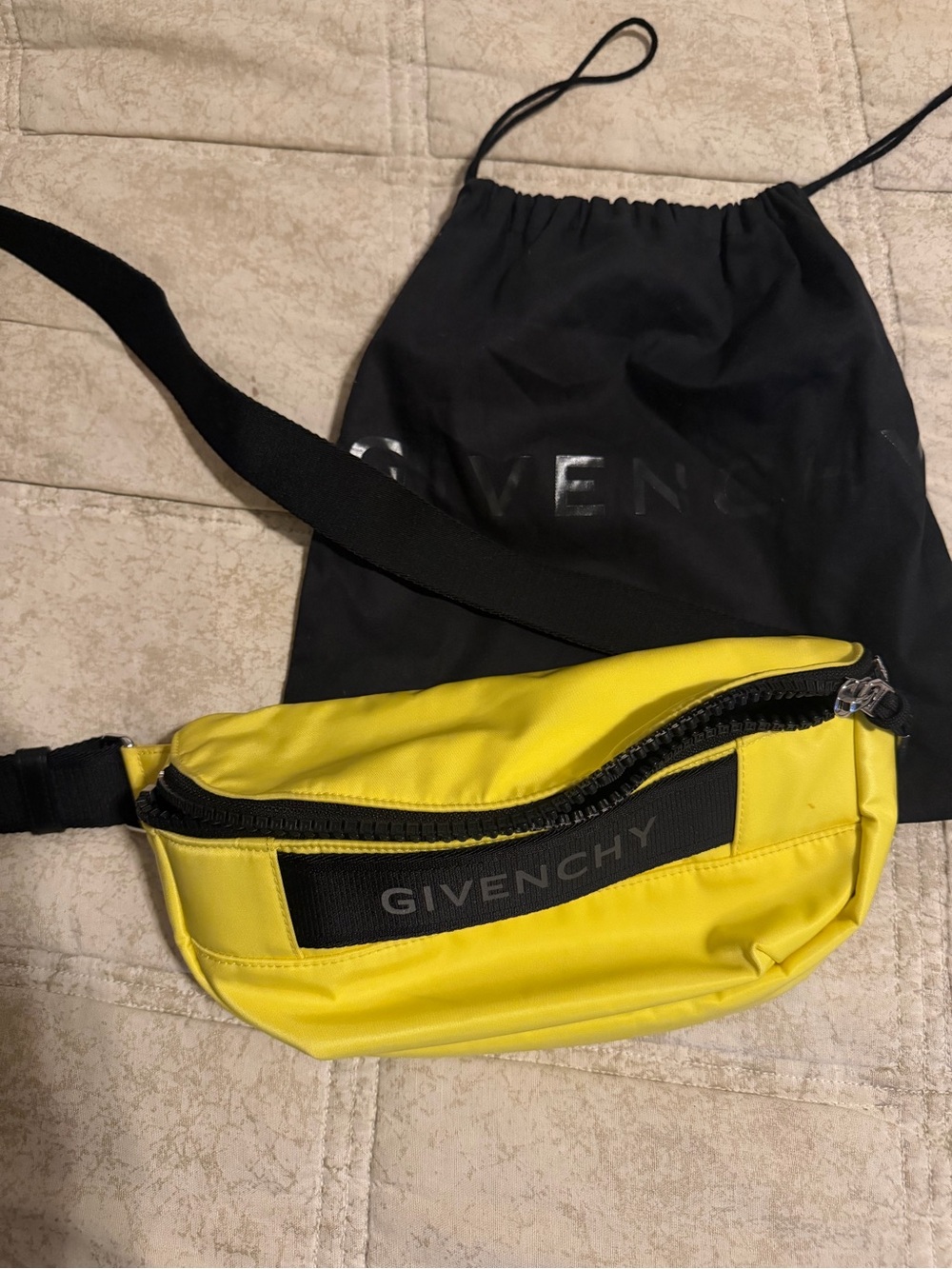 Givenchy Yellow and Black Logo Belt Bag